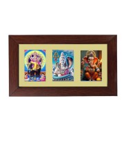 Sri Vishwakarma, Sri Lord Shiva and Sri Ganesh Color Photo Frame - 5x7 Inch, Elegant Religious Home & Temple Decor