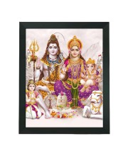 Hitech Sales Shiv Parivar Polystyrene Photo Frame for Pooja Room, Temple Decor, Home Decoration and Gifting (Wall and Tabletop, Rectangular, Printed Photo, 7.12 x 9.12 inches Frame, Black)