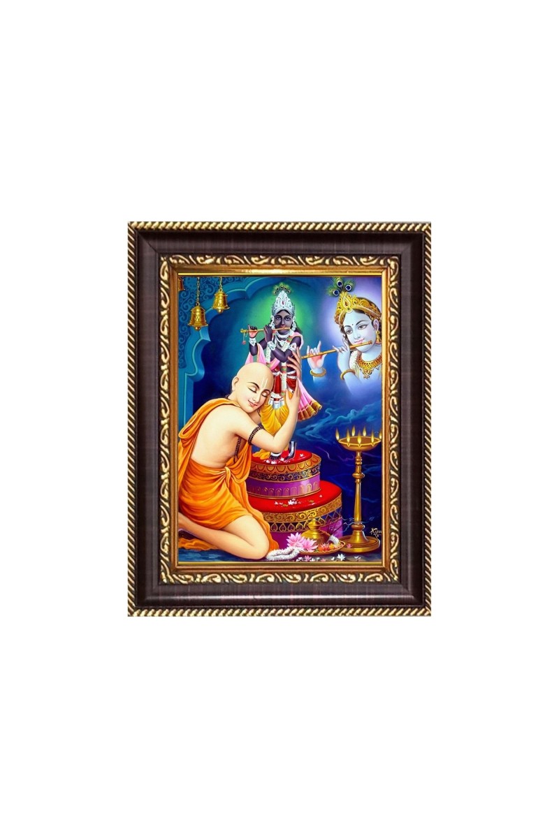 Gouranga and Sri Krishna Digital Print Photo 6.7x8.7 inches - Vibrant Religious Wall Art for Home or Office Decor.