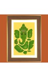 Green Ganesha Photo Frame - 12x16 Inches, Brown Wooden Frame for Home, Office & Temple Decoration