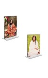 Car Desk/Table Top Anandamayee Maa Acrylic T-Style Photo Stand - 2.5x3.5 Inches, Compact and Stylish Spiritual Display, easily change 2 photos (Pack of 1)