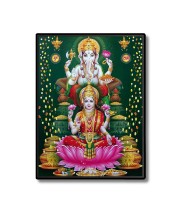 Lakshmi & Ganesh Laminated Photo - 5x7 Inches, Divine Blessings for Home & Office and Temple Decoration