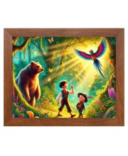 AI Funny Polar bear with kid Art Picture for Kids - 10x14 inches, Brown Color - Perfect Wall Decor for Children's Room