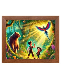 AI Funny Polar bear with kid Art Picture for Kids - 10x14 inches, Brown Color - Perfect Wall Decor for Children's Room