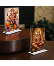 Sri Hanuman Acrylic T-Style Photo Stand - 11x13 Inches, Compact and Stylish Spiritual Display, easily change 2 photos (Pack of 1)