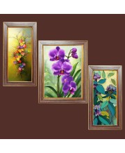 3-Pack Cute flower painting Photo Frames - 2 Pieces 10x17 Inch & 1 Piece 14x17 Inch - Rustic Wall Art for Home & Office Decor - Botanical Wall Hanging for Living Room, Bedroom, or Workspace