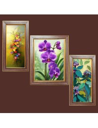 3-Pack Cute flower painting Photo Frames - 2 Pieces 8x15 Inch & 1 Piece 12x15 Inch - Rustic Wall Art for Home & Office Decor - Botanical Wall Hanging for Living Room, Bedroom, or Workspace