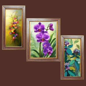 3-Pack Cute flower painting Photo Frames - 2 Pieces 6x13 Inch & 1 Piece 10x13 Inch - Rustic Wall Art for Home & Office Decor - Botanical Wall Hanging for Living Room, Bedroom, or Workspace