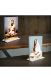 Sri Ramakrishna Paramhansa & Sarada Debi Acrylic T-Style Photo Stand, Compact and Stylish Spiritual Display, easily change 2 photos (Pack of 1)