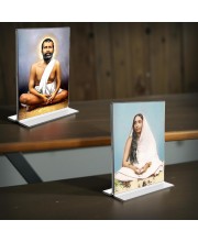Sri Ramakrishna Paramhansa & Sarada Debi Acrylic T-Style Photo Stand, Compact and Stylish Spiritual Display, easily change 2 photos (Pack of 1)