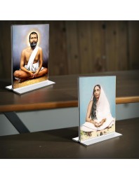 Sri Ramakrishna Paramhansa & Sarada Debi Acrylic T-Style Photo Stand - 11x13 Inches, Compact and Stylish Spiritual Display, easily change 2 photos (Pack of 1)
