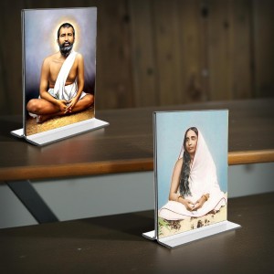 Sri Ramakrishna Paramhansa & Sarada Debi Acrylic T-Style Photo Stand - 11x13 Inches, Compact and Stylish Spiritual Display, easily change 2 photos (Pack of 1)
