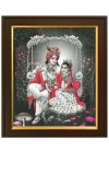 HI Tech Sales Bhagwan Radha Krishna Traditional Indian Multicolor Framed Painting, 10 x 12 in, Multicolor, Set of 1