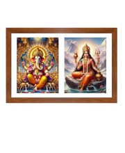 Lord ganesha and goddess parvathi maa Photo Frame - 13x17Inches - Spiritual Artwork for Home Decor, Puja Room and Office Decoration