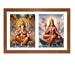 Lord ganesha and goddess parvathi maa Photo Frame - 13x17Inches - Spiritual Artwork for Home Decor, Puja Room and Office Decoration