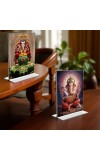 Sri Ganesh Acrylic T-Style Photo Stand - 5x7 Inches, Compact and Stylish Spiritual Display, easily change 2 photos (Pack of 1)