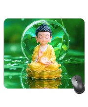 Customized Little Buddha Picture Sublimation Mouse Pad | 8 X 7.5 Inch | Smooth Cloth Surface | Non-Slip Rubber Base | Personalized Mousepad for Laptop & Desktop (F17262)