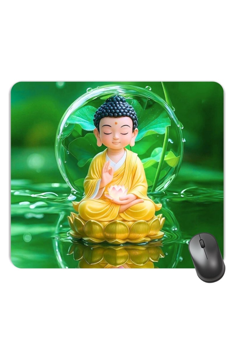 Customized Little Buddha Picture Sublimation Mouse Pad | 8 X 7.5 Inch | Smooth Cloth Surface | Non-Slip Rubber Base | Personalized Mousepad for Laptop & Desktop (F17262)