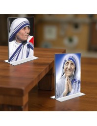 Mother Teresa Acrylic T-Style Photo Stand - 9x11 Inches, Compact and Stylish Spiritual Display, easily change 2 photos (Pack of 1)