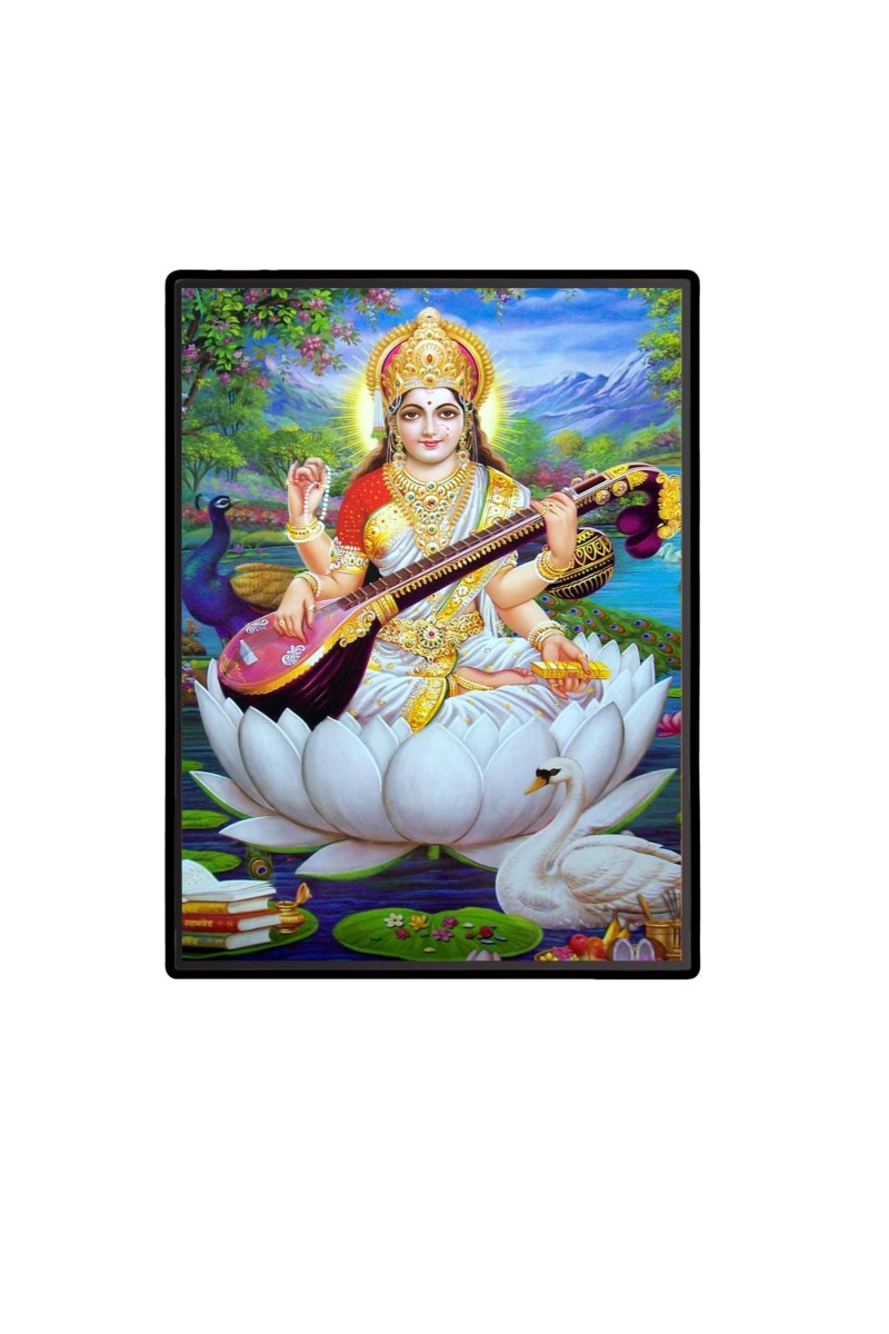 Saraswati Laminated Photo - 5x7 Inches, Divine Blessings for Home & Office and Temple Decoration