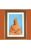 Swami Vivekananda Photo Frame - 10x14 Inches, Brown Wooden Frame for Home, Office & Temple Decoration