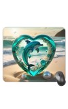 Customized Heart Shaped Nature View and Dolphin Picture Sublimation Mouse Pad | 8 X 7.5 Inch | Smooth Cloth Surface | Non-Slip Rubber Base | Personalized Mousepad for Laptop & Desktop (F17452)