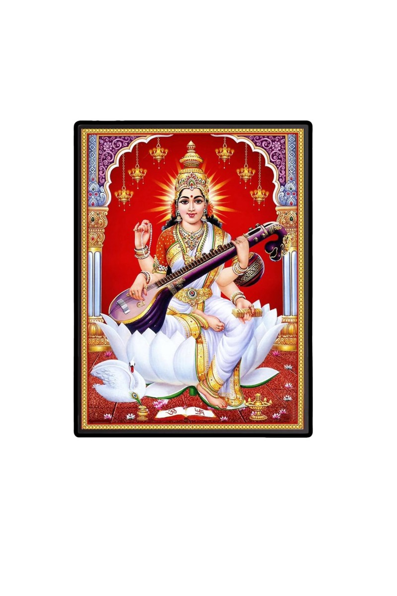 Saraswati Laminated Photo - 5x7 Inches, Divine Blessings for Home & Office and Temple Decoration