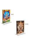 Car Desk/Table Top Maa Kali & Maa Durga Acrylic T-Style Photo Stand - 2.5x3.5 Inches, Compact and Stylish Spiritual Display, easily change 2 photos (Pack of 1)
