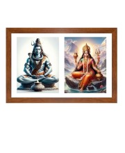 Lord shiva and goddess parvathi Photo Frame - 13x17Inches - Spiritual Artwork for Home Decor, Puja Room and Office Decoration
