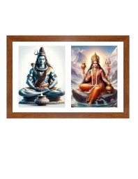 Lord shiva and goddess parvathi Photo Frame - 13x17Inches - Spiritual Artwork for Home Decor, Puja Room and Office Decoration
