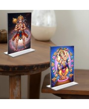 Sri Hanuman & Lord Ganesh Acrylic T-Style Photo Stand - 7x9 Inches, Compact and Stylish Spiritual Display, easily change 2 photos (Pack of 1)