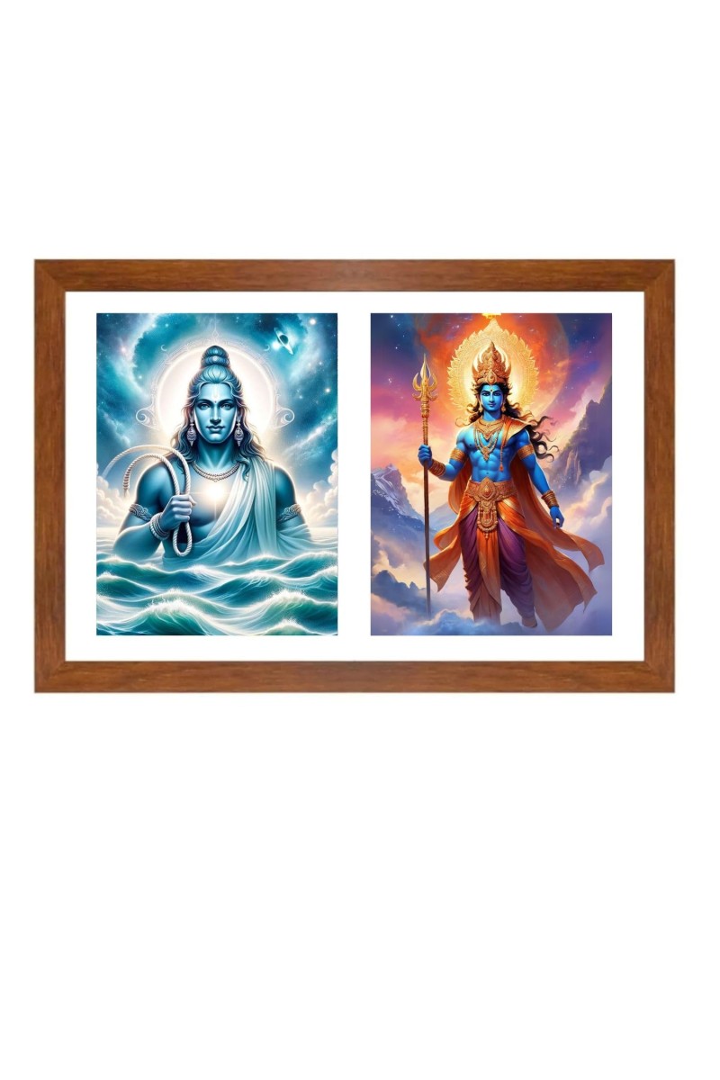 lord varuna deva and indra Photo Frame - 13x17Inches - Spiritual Artwork for Home Decor, Puja Room and Office Decoration
