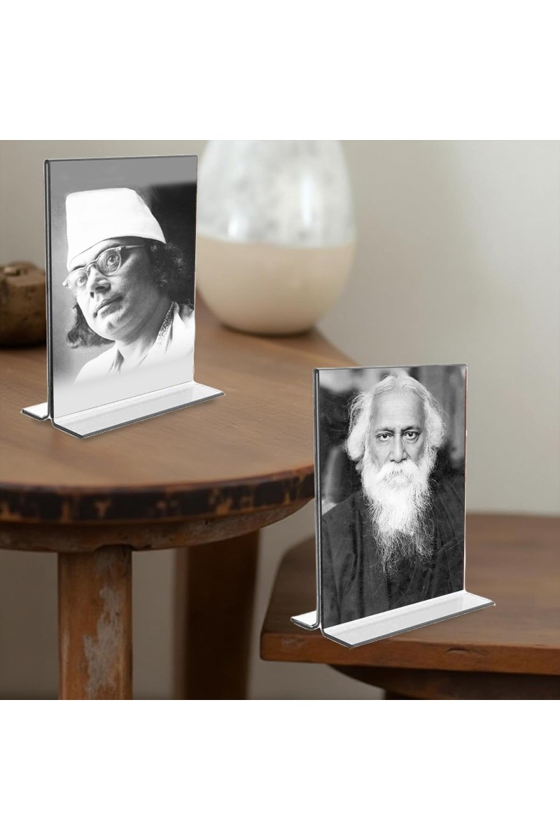Kazi Nazrul & Sri Rabindranath Tagore Acrylic T-Style Photo Stand - 7x9 Inches, Compact and Stylish Spiritual Display, easily change 2 photos (Pack of 1)