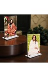 Anandamayee Debi Acrylic T-Style Photo Stand - 7x9 Inches, Compact and Stylish Spiritual Display, easily change 2 photos (Pack of 1)