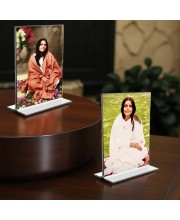Anandamayee Debi Acrylic T-Style Photo Stand - 11x13 Inches, Compact and Stylish Spiritual Display, easily change 2 photos (Pack of 1)