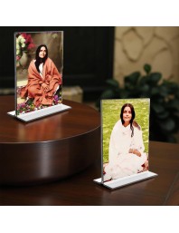 Anandamayee Debi Acrylic T-Style Photo Stand - 11x13 Inches, Compact and Stylish Spiritual Display, easily change 2 photos (Pack of 1)
