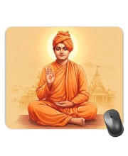 Customized Swami Vivekananda Picture Sublimation Mouse Pad | 8 X 7.5 Inch | Smooth Cloth Surface | Non-Slip Rubber Base | Personalized Mousepad for Laptop & Desktop (F17125)