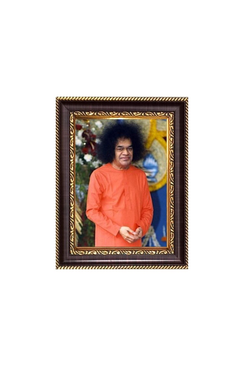 Sri Sathya Sai Baba Digital Print Photo 6.7x8.7 inches - Vibrant Religious Wall Art for Home, Office and Temple Decor.