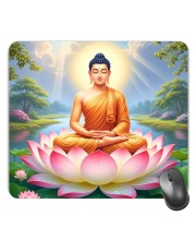 Customized Lord Buddha Picture Sublimation Mouse Pad | 8 X 7.5 Inch | Smooth Cloth Surface | Non-Slip Rubber Base | Personalized Mousepad for Laptop & Desktop (F17253)