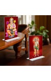 Sri Hanuman & Panchmukhi Hanuman Acrylic T-Style Photo Stand, Compact and Stylish Spiritual Display, easily change 2 photos (Pack of 1)