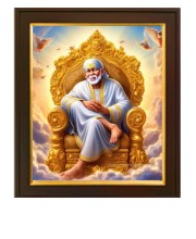 Shirdi Baba Wall Hanging And Tabletop Wooden Photo Frame for Home Decor (10 x 12 Inch) For Home Decor