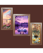 3-Pack Majestic Skies Photo Frames - 2 Pieces 14x21 Inch & 1 Piece 18x21 Inch - Rustic Wall Art for Home & Office Decor - Botanical Wall Hanging for Living Room, Bedroom, or Workspace
