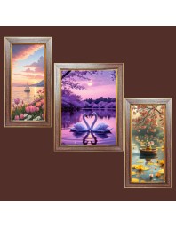 3-Pack Majestic Skies Photo Frames - 2 Pieces 8x15 Inch & 1 Piece 12x15 Inch - Rustic Wall Art for Home & Office Decor - Botanical Wall Hanging for Living Room, Bedroom, or Workspace