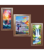 3-Pack Creative painting Photo Frames - 2 Pieces 10x17 Inch & 1 Piece 14x17 Inch - Rustic Wall Art for Home & Office Decor - Botanical Wall Hanging for Living Room, Bedroom, or Workspace