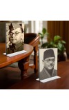 Netaji Subhas Chandra Bose Acrylic T-Style Photo Stand, Compact and Stylish Spiritual Display, easily change 2 photos (Pack of 1)