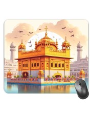 Customized Golden Temple Picture Sublimation Mouse Pad | 8 X 7.5 Inch | Smooth Cloth Surface | Non-Slip Rubber Base | Personalized Mousepad for Laptop & Desktop (F16986)
