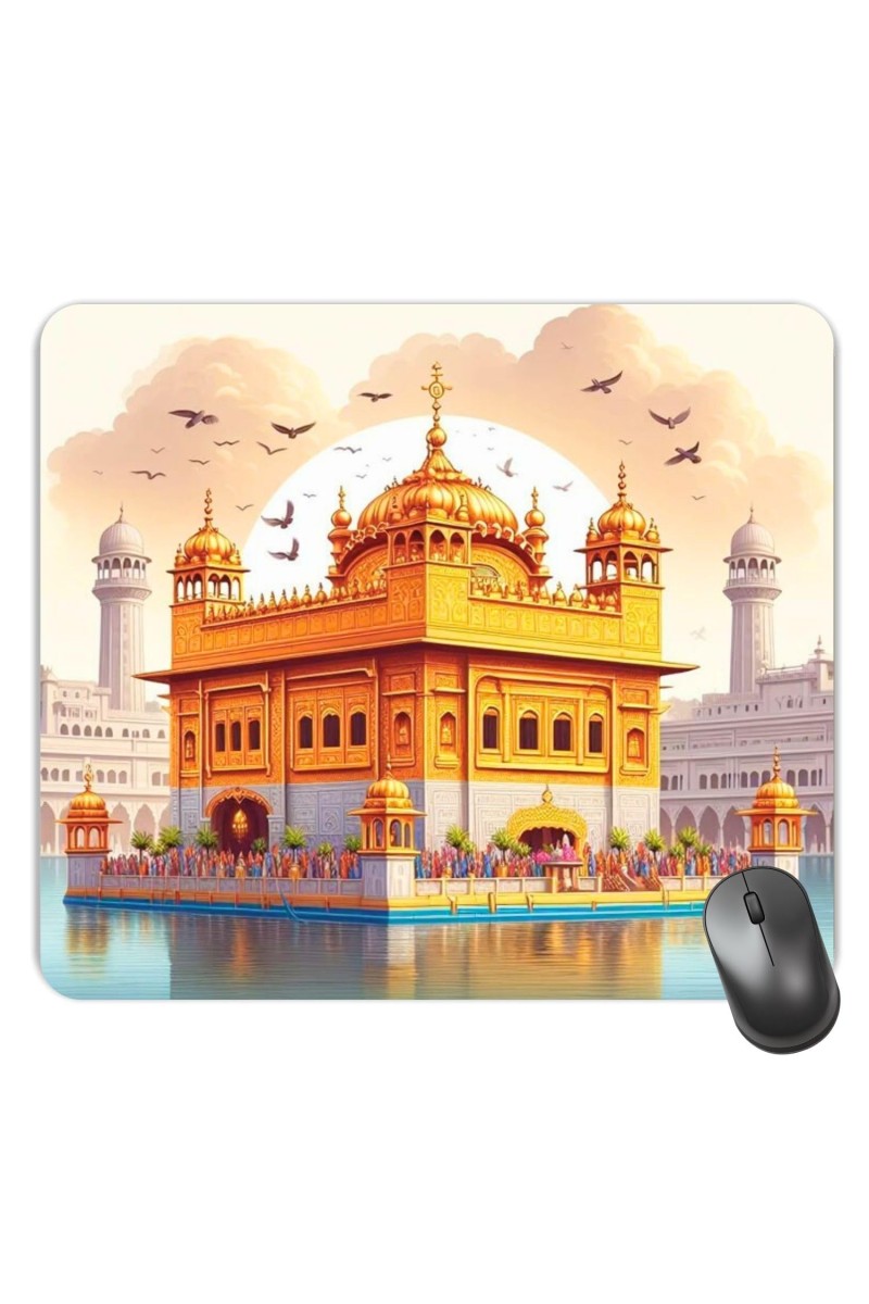 Customized Golden Temple Picture Sublimation Mouse Pad | 8 X 7.5 Inch | Smooth Cloth Surface | Non-Slip Rubber Base | Personalized Mousepad for Laptop & Desktop (F16986)