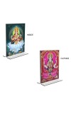 Debi Saraswati & Debi Lakshmi Acrylic T-Style Photo Stand, Compact and Stylish Spiritual Display, easily change 2 photos (Pack of 1)