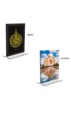 Car Desk/Table Top Islamic Allah & Taj Mahal Acrylic T-Style Photo Stand - 2.5x3.5 Inches, Compact and Stylish Spiritual Display, easily change 2 photos (Pack of 1)