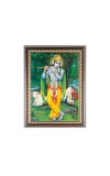 Lord Sri Krishna playing Flute Photo Frame - 10x14 Inches, Brown Wooden Frame for Home, Office & Temple Decoration